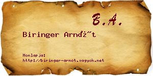 Biringer Arnót névjegykártya